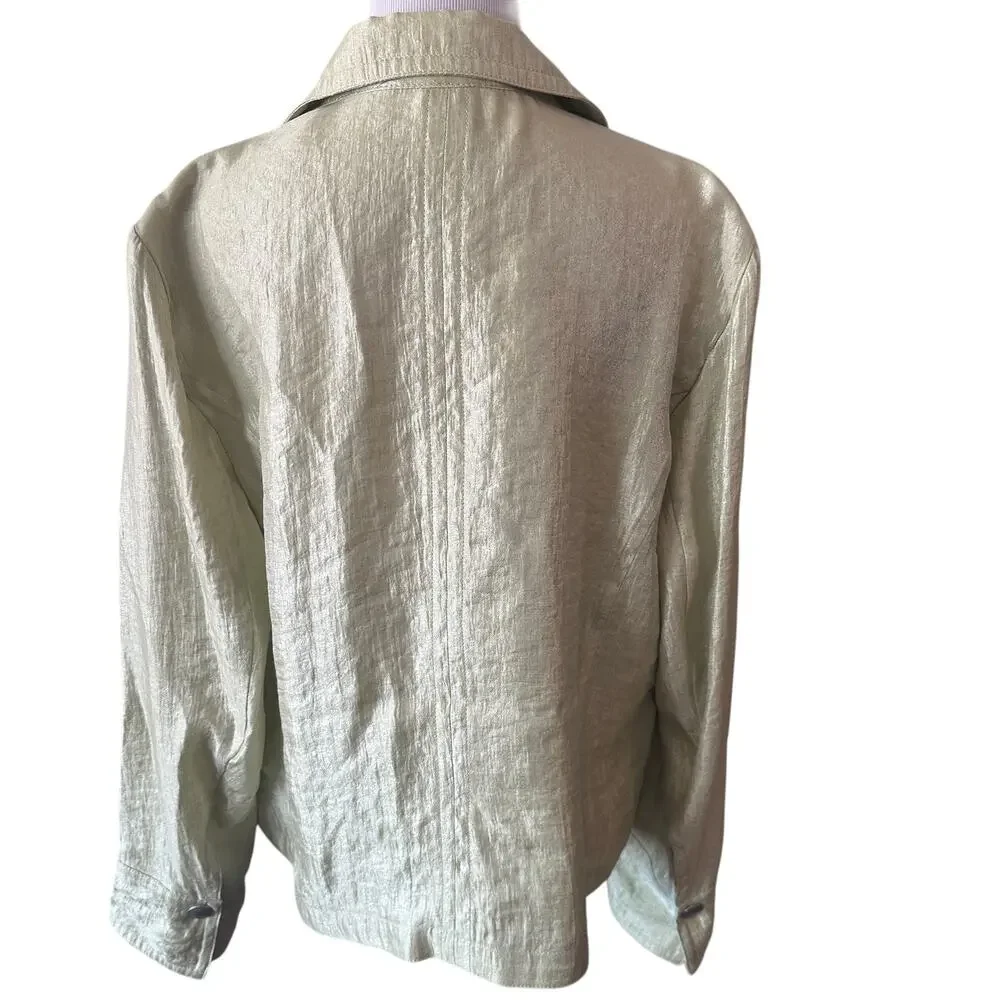 Tribal Iridescent Snap Jacket Womens Sz 14 Celery Green Casual Topper XL